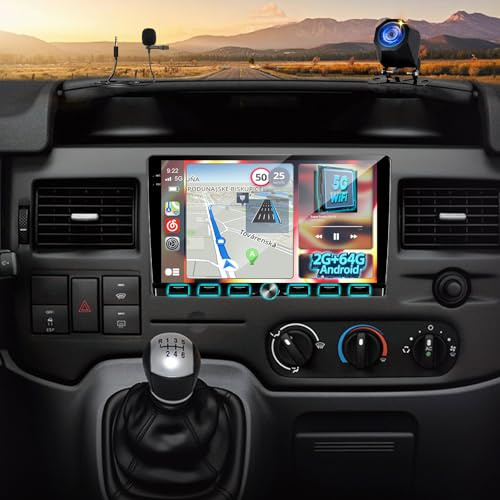 2+64G Radio for Ford Transit Fusion Kuga 2006-2011 Fiesta 2005-2007, 9 inch Screen Transit Android CarPlay Car Stereo, Wireless Car Play/Android Auto/EQ Audio/Bluetooth/SWC