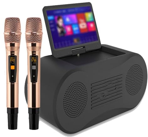 GCLCPAEN Macchina per Karaoke 6 in 1,con Microfono,Schermo Capacitivo da 10,1Pollici,500G/1T,Selezione Brani Vocali/Telefonici,Ampia Libreria Musicale,Connettività Bluetooth,per Case,Ktv,Club 1T