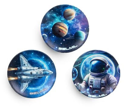 Belmil Patches mit Klettverschluss Set 3-teilig- kompatibel mit Schulranzen Comfy/Smarty (Space Magic)