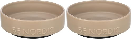 TRIXIE Ciotola per cani in ceramica BE NORDIC 500 ml tortora – moderna ciotola per cani di piccola taglia Ø 16 cm ciotola in ceramica con rivestimento in gomma antiscivolo – 24526 (Confezione da 2)