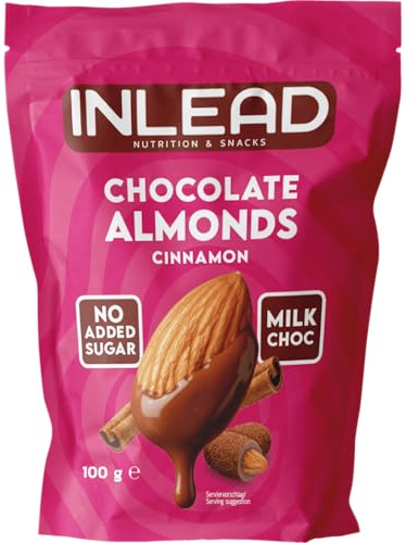 INLEAD - Chocolate Almonds | Mandeln mit feiner Schokolade & knusprigem Crunch | Ohne Zuckerzusatz & ohne Palmöl | Smarter Snack für Unterwegs (Milk Choc Cinnamon - Milch Schoko Zimt)