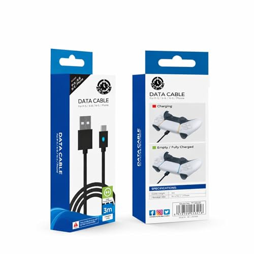 KCA_S3 Gaming USB Type C Cable 3M Compatible with PS5 Xbox Series X S Nintendo Switch Pro Fast Charging Cable USB C Charger Data Sync LED Indicator Braided Cord for Gaming Console Accessories
