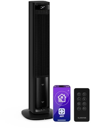 Klarstein Luftkühler mit Wasserkühlung, Verdunstungskühler, 4L Tank, App & Fernbedienung, Timer, Ionisator, Klimagerät für Raum bis 35m², Black