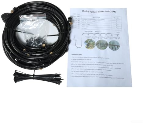 Kit de refrigeración por nebulización de agua para jardín y patio, sistema de pulverización ajustable para control de polvo y riego eficiente de plantas (juego de 9 metros, blanco, 6 m)