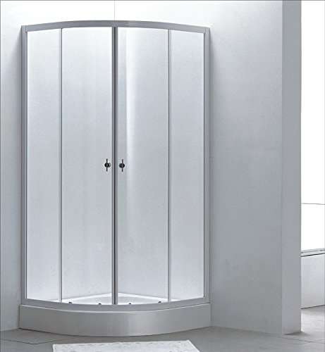 Boîte de douche ronde série « Nevada » 80 x 80 x 185 h cristal opaque 4 mm profil aluminium blanc série