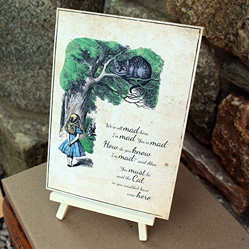 Alice im Wunderland Distressed We are All Mad Here-Karte und Staffelei Party Hochzeit Schild