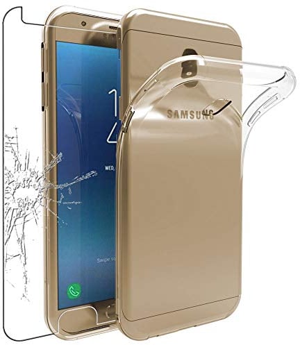 ebestStar - Hülle für Samsung Galaxy J3 2017 SM-J330F, Silikon Handyhülle Cover, Klar TPU Schutzhülle, Slim Handy Case, Transparent + Panzer Schutz Glas
