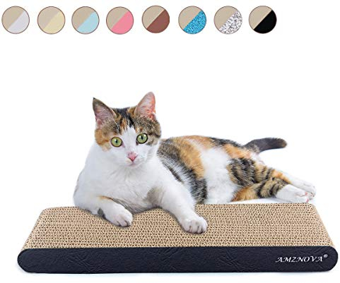 AMZNOVA Katzen Kratzpappe Rescratch Katzen Kratzbrett, Kratzpappe mit Katzenminze, Kratzbrett Kratzbretter Katzenkratzbrett, Schmal, Schwarz