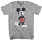 Disney Men's Full Size Mickey Mouse Distressed Look T-Shirt, Heather Grey, Medium