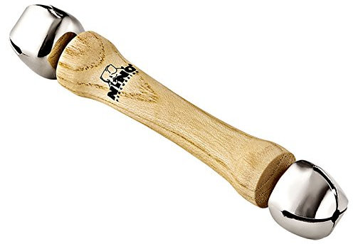 Nino Percussion Bell Stick Instrument - Musikinstrument für Kinder ab 3 Jahren - Mit 2 Glocken - Holz, Natur (NINO960-2)