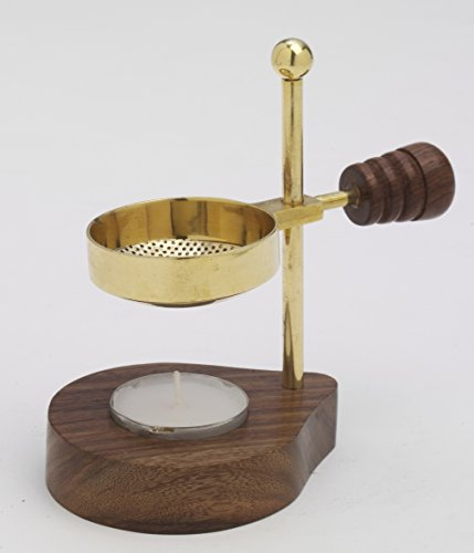 Weihrauchstövchen Räucherstövchen Verstellbar H 12 cm, Messing, Gold, Zusatzsieb, für Teelicht