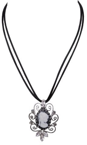 Moschen-Bayern Trachtenschmuck/Dirndlschmuck/Damen - Trachtenkette/Dirndlkette Gemme/Rose Schwarz/Weiß/Silber