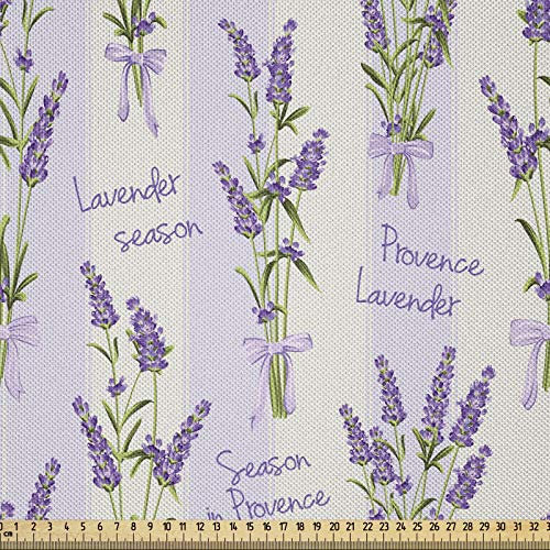 ABAKUHAUS Lavendel Satin Stoff als Meterware, Streifen und Blumen, Zum Nähen Toller Stoff für Heimtextilien Aller Art, 3M (148x300cm), Lila