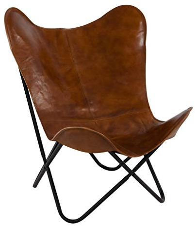 Lesli Living Schmetterlingsstuhl Faltstuhl Butterfly Chair Buffalo braun 75x75x87 cm Leder
