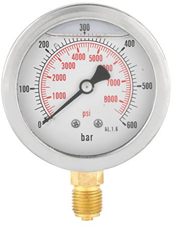 G 1/4Hydraulik Manometer, 0-600Bar 63mm Zifferblatt Wasser Manometer aus Metall