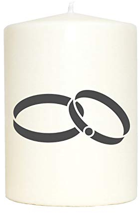 WB wohn trends Kleine Spruchkerze weiß, Ehe-Ringe Hochzeit, Aufdruck grau, 10x7cm, Kerze mit Spruch Motiv-Kerze