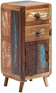 Woodkings® Bad Unterschrank Kalkutta recyceltes Holz bunt rustikal Echtholz massiv Badmöbel Badezimmerunterschrank Badschrank (mit Fuß)