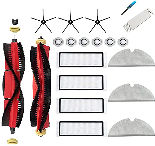 JoyBros Zubehör Set für Roborock S5 max S6 Pure S6 maxV E4 Xiaomi, 2x Hauptbürsten 4x Filter 3x Wischtücher 3x Seitenbürsten Schwaz 6x Wasserfilter Ersatzteile (19-Pack)