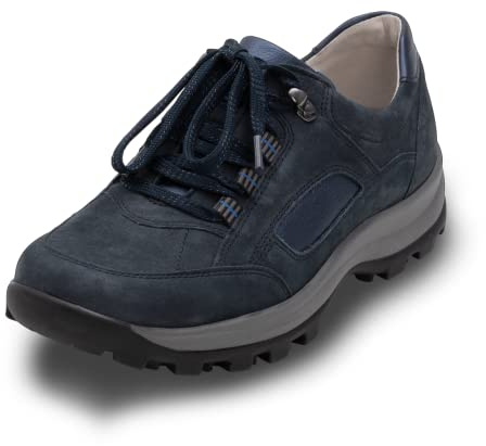 VITAFORM Wanderschuhe Damen Nubukleder – Wasserabweisende Trekkinghalbschuhe – Trekkingschuhe mit austauschbarem Luftpolsterfußbett – Hikking-Schuhe mit stabilen Halt – Blau Größe 40