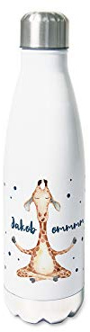 GRAZDesign Thermosflasche 500ml mit Namen personalisiert aus Edelstahl, Wasserflasche Trinkflasche für Frauen, Männer, Kinder - lustige Giraffe