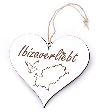 Schild Herz Anhänger - Ibizaverliebt - Insel Ibiza Türschild Dekoschild 13x12cm