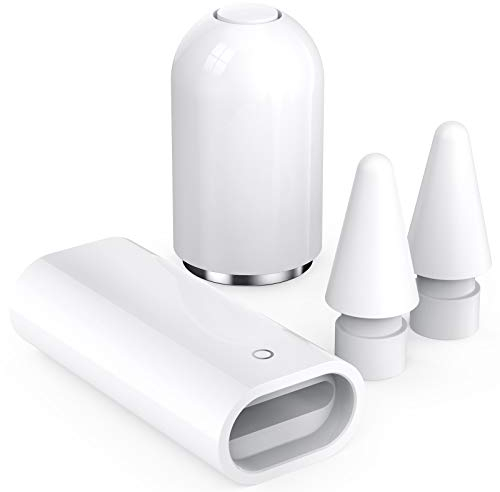 Delidigi iPencil Magnetische Kappe Ladeadapter und Spitze Ersatz Nibs Zubehör Set für Apple Pencil 1. Generation(White)