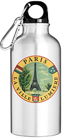 Paris La Ville Lumiere Eiffel Tower Retro Poster Bouteille d'eau touristique Argent 500ml