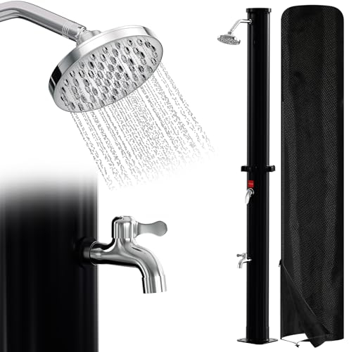 Ansobea Solardusche 20 Liter Solar Gartendusche Inkl Schutzhaube und handbrause, schwenkbarer Duschkopf um 180°, integrierte Fußdusche, max. 60°C Sommerdusche für EIN erfrischendes Duscherlebnis