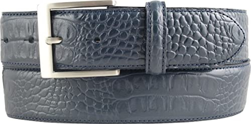 BELTINGER Gürtel mit Edelstahl-Gürtelschnalle und Krokoprägung 4 cm | Leder-Gürtel 40mm Kroko-Optik | Kroko-Muster 4cm | Marine 80cm