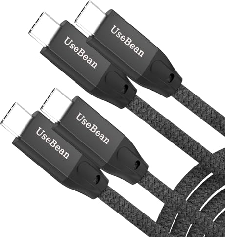 UseBean USB C to USB C Cable 100W 2M(2 Pack), USB C 3.2 Gen 2X2 20Gbps Data Transfer 4K@60Hz Video Display Type-C PD Charger Cord, for iPhone 15 Pro Max, MacBook Pro, iPad Pro, Galaxy S24/S23