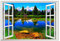Lichi Calcomanía artística para pared, póster realista de ventana 3D, autoadhesivo, decoración de papel tapiz extraíble, decoración de papel tapiz extraíble, nieve, montaña, bosque, árbol, vista al