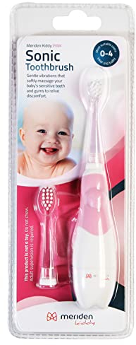 Meriden Kiddy - Spazzolino elettrico sonico per bambini da 0 a 4 anni, con luce a LED, con timer intelligente, 2 testine morbide, impermeabile, per bambini, per ragazze e ragazzi (rosa)