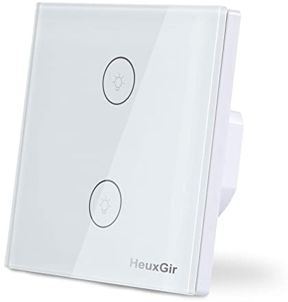 HEUXGIR Smart WiFi Touch Sensor Light Switch, interruptor de luz con panel de cristal y LED de estado, Alexa funciona con Alexa Tuya Google Home 2,4 GHz, 86 x 86 mm, línea neutra requerida