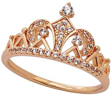 HHEE Rose Gold Kronen Ring, 925 Sterling Silber Herz Förmige Prinzessin Ring mit CZ für Ewigkeit Mädchen