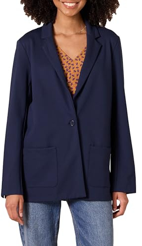 Amazon Essentials Blazer in Tessuto Ponte Morbido, vestibilità Comoda Donna, Blu Marino, 3XL Plus
