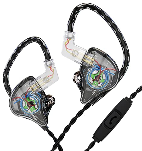 Yinyoo Kbear Storm Professional en los Auriculares para oídos Monitor para Cantantes Bateristas músicos bajistas, con Cable Personalizado IEM, HI Res DETAPABLE OFC Cable Plateado Auriculares