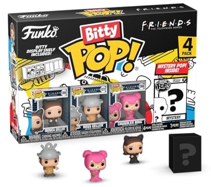 Funko Bitty Pop! Friends - Monica As Catwoman 4PK - Monica Geller, Ross Geller, Chandler Bing and A Surprise Mystery Mini Figure - Gift Idea - Cake Topper