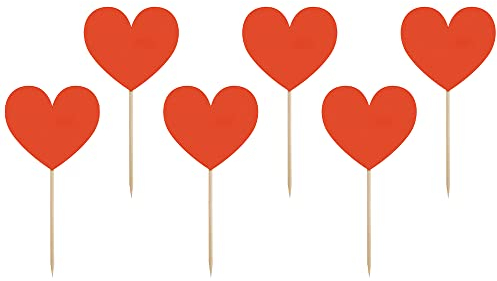 6 Stück Cupcake Topper Herzen in Rot 11cm