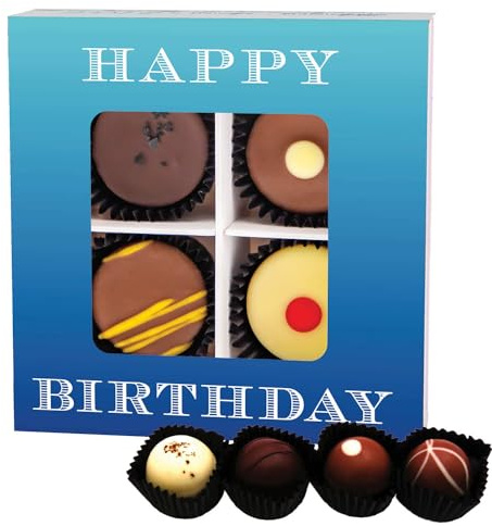 Hallingers Genuss Manufaktur Pralinen Geburtstagsgeschenk - ohne Alkohol, handmade aus Confiserie-Edelkakao in wertiger Geschenkbox Happy Birthday, Geschenke für Frauen Männer