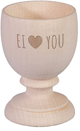Geschenke 24 | Holz-Eierbecher mit Schriftzug (Ei Love You)| Geschenkidee für Männer und Frauen | Tischdekoration | Ostergeschenk für den Frühstücks-Tisch | mit Gravur