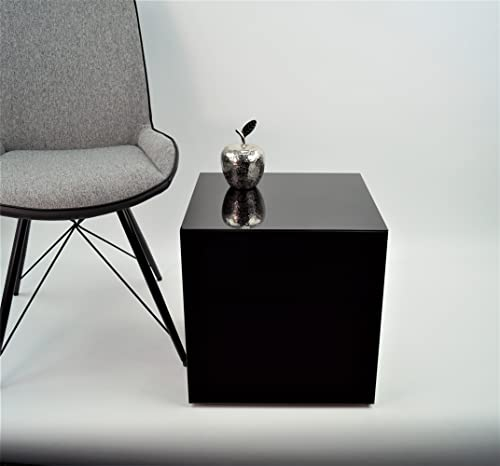 Beistelltisch, Couchtisch, Rollentisch Emilia, Glas weiß oder schwarz, Verschiedene Größen (Schwarz RAL9005, 400 x 400 x Höhe 430mm)
