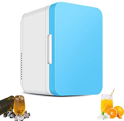 Mini Frigo 8 Litri, Mini Frigo con Funzioni di Raffreddamento E Riscaldamento, Frigorifero con Controllo della Temperatura per Camera da Letto, Cosmetici, Latte Materno, Ufficio E Viaggi,Blu