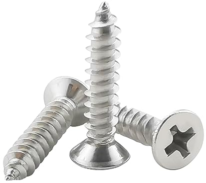 Fajoeda 120 Stück Flachkopf Kreuzschlitz Holzschrauben,M4 X 20 mm Senkkopf Selbst Bohrschrauben Blechschrauben mit A2-70(304) Edelstahl(10mm bis 30mm verfügbar)