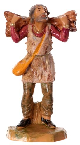 Hirte mit Holzbündel, Krippenfigur, PVC, Fontanini, 6,5 cm