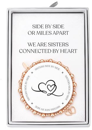 Philip Jones Rose Gold Plated Sister Quote Stretch Bracelet with Gift Box