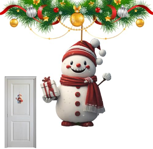 HAMIL Weihnachts-Schneemann-Schild,Acryl-Türhänger | Willkommensschild für Haustür, Acryl-Türhänger, Schneemann-Türschild, Türdekoration