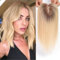 HAIRCUBE Haartopper für Frauen Top Haarteile 100% echtes menschliches Haar ohne Pony Menschenhaartopper mit Schweizer Spitzenbasis handgebundenes Haar verlieren/dünnen graues Haar 14 Zoll ombre blond