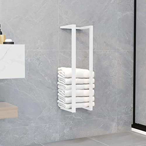 heybb Towel Rack White 12.5x12.5x60 cm Steel,Over The Door Towel Rail,Towel Rack, Metal Towel Rack Holder, Over Door or Wall Mounted, Bathroom Towel Rack, Towel Storage