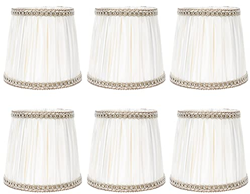 lyrlody 6Pcs Tischlampenabdeckung, Lampenschirm Stofflampenschirm Moderne Kronleuchter Tischlampe Abdeckung, Eisen und Stoff Lampenschirm Kronleuchter, für E14-Schrauben Heimzubehör