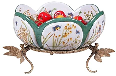 MOOWI Obstschalen Kreative Licht Luxus High-end-Obst Platte Couchtisch Tisch Gemüse und Obst Schüssel Keramik Lagerung Platte Ornamente Dekorative Obstschale (Color : Green)